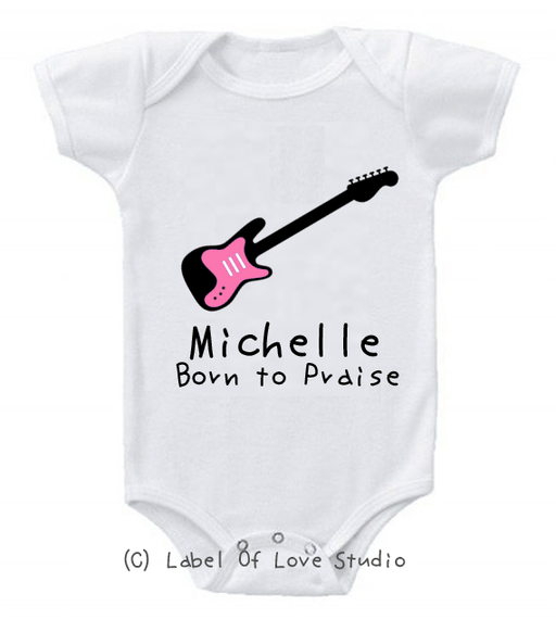 Personalized-Born to Praise Romper/ Tee in Pink-christianity romper clothing