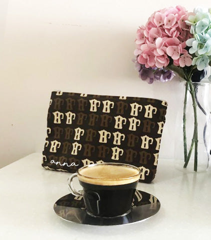 Limited Edition Coffee Theme Big Makeup Pouch/ Pencil Case
