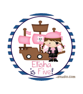 Ahoy Girl Pirate Birthday Labels
