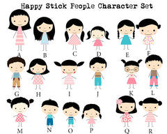 Happy Stick People Waterproof Labels