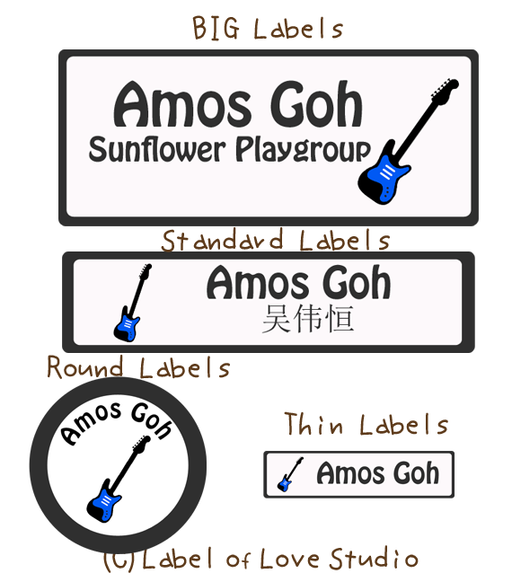 Name Stickers Labels Singapore guitar