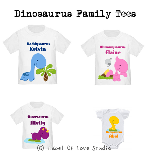 Personalized-Cute Dinosaur Family Tees-with name Singapore