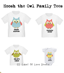 Personalized-Hoosh the Owl Family Tees-with name Singapore