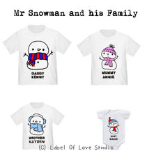 Personalized-Mr Snowman and his Family Tees-with name Singapore