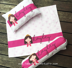 Personalized-baby-Princess on Hearts Bedding Set-kid pillow bolster beansprout Singapore