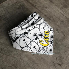 Dog Bandana, personalised with pet name, made in Singapore, many dogs printed