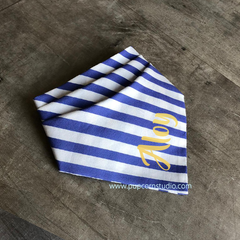 Dog Bandana, personalised with pet name, made in Singapore, bold stripes