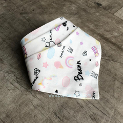 Dog Bandana, personalised with pet name, made in Singapore, candy unicorn