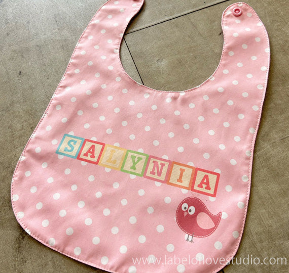 Rainbow Blocks in Pink Bib