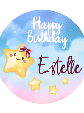 Pretty Star Birthday Labels