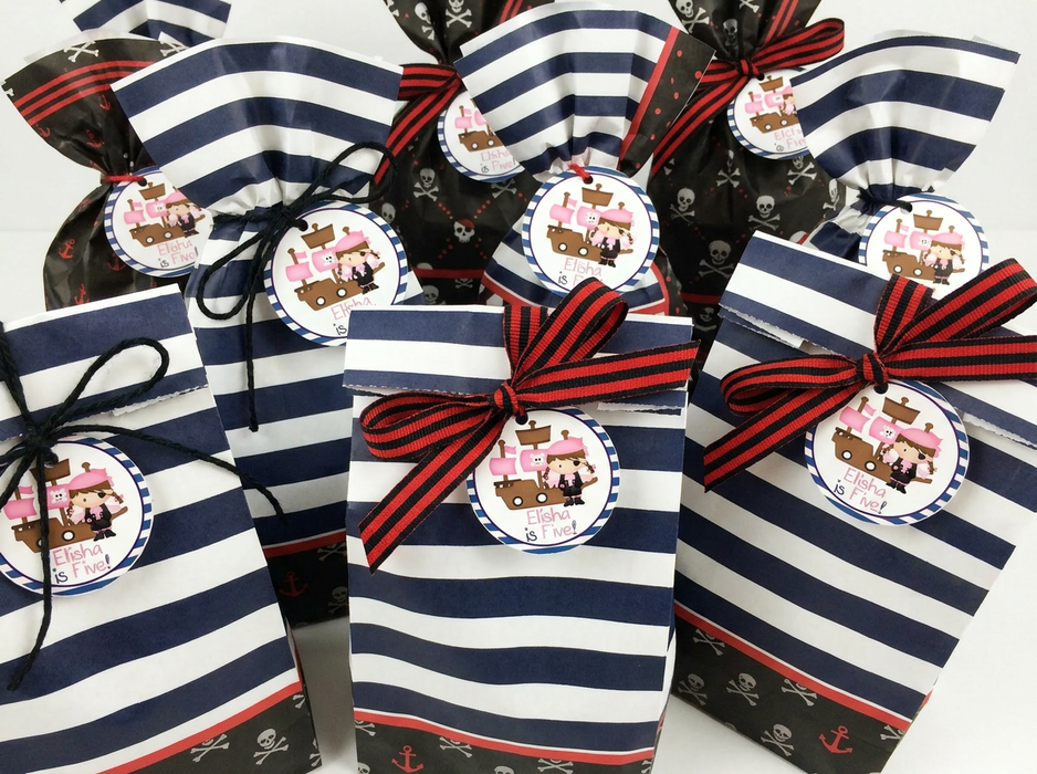 Ahoy Girl Pirate Birthday Labels