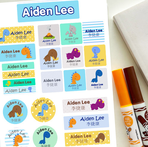 Name Sticker Bundle - Cute Dinosaurs