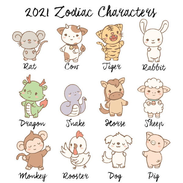 2021 Little Wood Trove Cow Year Zodiac Family round Sticker
