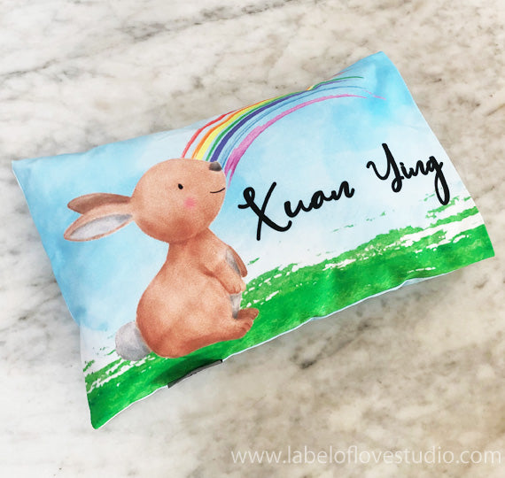 Rainbow Rabbit Personalized Pillow