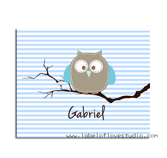 Blue Owl on Branch Personalized Blanket