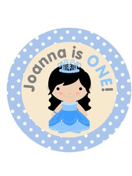 Princess Long Locks in Blue Birthday Labels