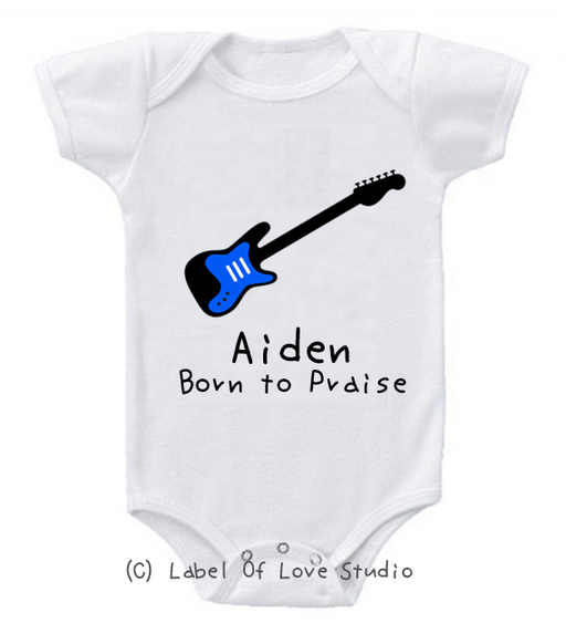 Personalized-Born to Praise Romper/ Tee in Blue-christianity romper clothing