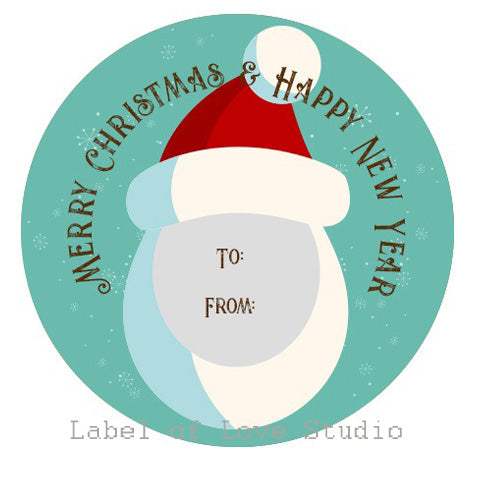 Mr Santa Christmas Round Tag/ Label