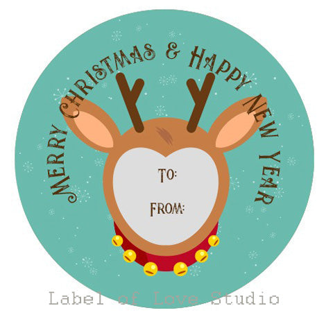 Mr Reindeer Christmas Round Tag/ Label