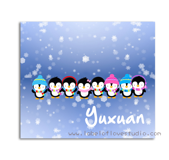 Christmas Penguins Personalized Blanket