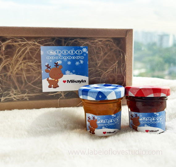 Christmas Gift Box: Jam and Honey Set - Happy Reindeer