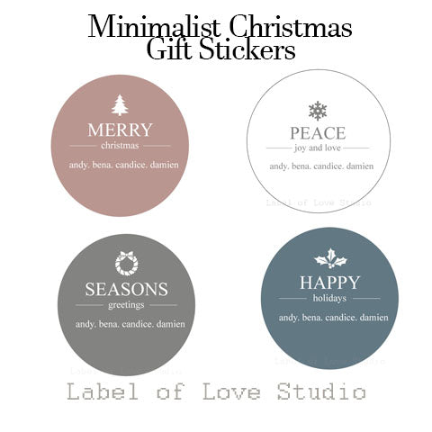 Christmas Gift Tags - Minimalist Christmas Set of 4