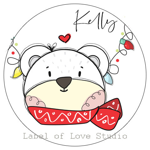 Lil' Christmas Bear Round Tag/ Label