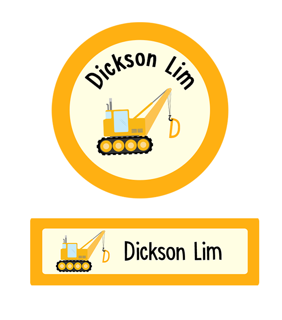 Construction Vehicle Iron On Labels-name-sticker-Singapore-school