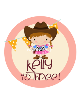 Yeeha! Cowgirl Birthday Label