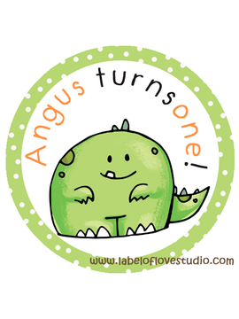Cute Dino Birthday Labels