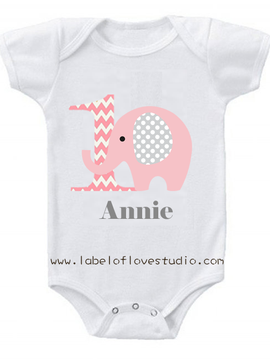 Pink Elephant Birthday Romper/ Tee