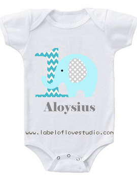 Blue Elephant Birthday Romper/ Tee