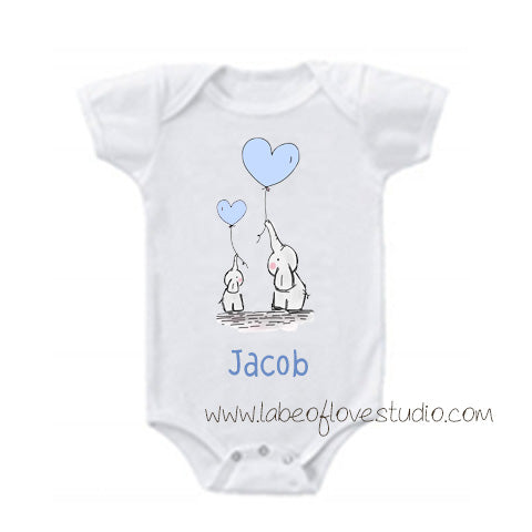 Sweet Elephant Father/mother and Child Romper/ Tee