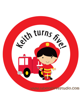 Brave Fireman Birthday Labels