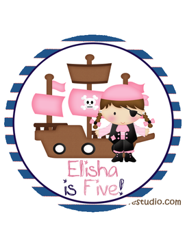 Ahoy Girl Pirate Birthday Labels