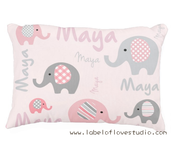 Happy Elephants Personalized Pillow