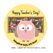 happy teachers day stickers - pink owl