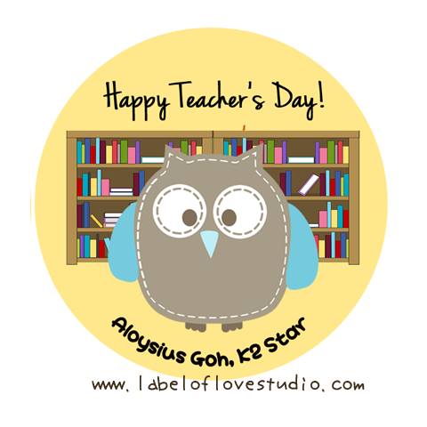 happy teachers day stickers - blue owl