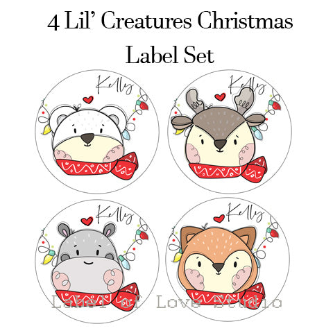 Lil' Christmas Creatures Round Tag/ Label Set