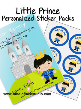 Little Prince Party Favor Name Stickers Pack