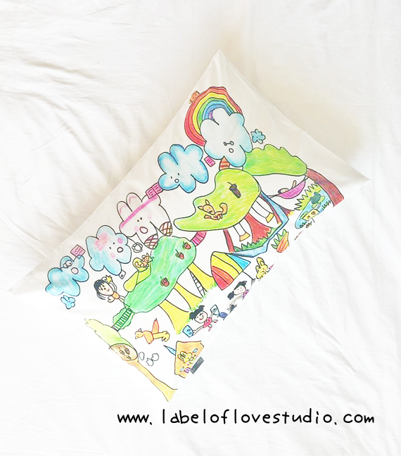 Father's Day/ Mother's Day Kid Drawing Pillow Case