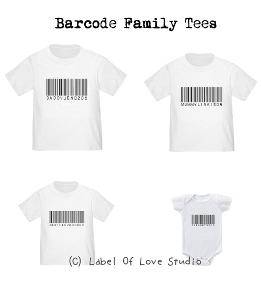 Personalized-Barcode Family Tees-with name Singapore