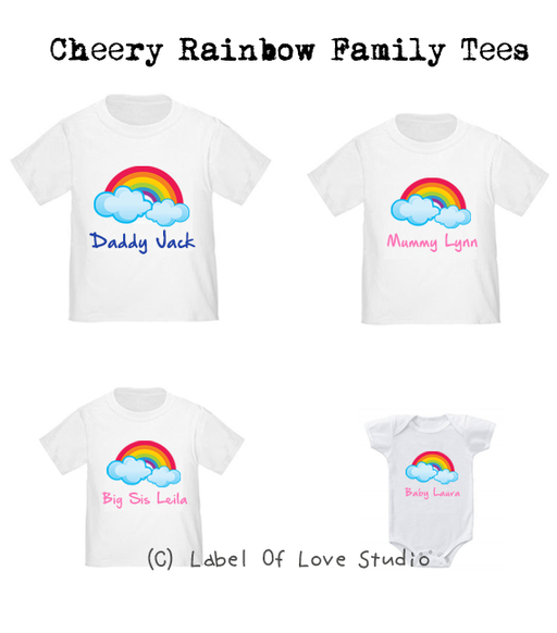 Personalized-Cheery Rainbow Family Tees-with name Singapore