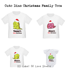 Personalized-Cute Christmas Dino Family Tees-with name Singapore