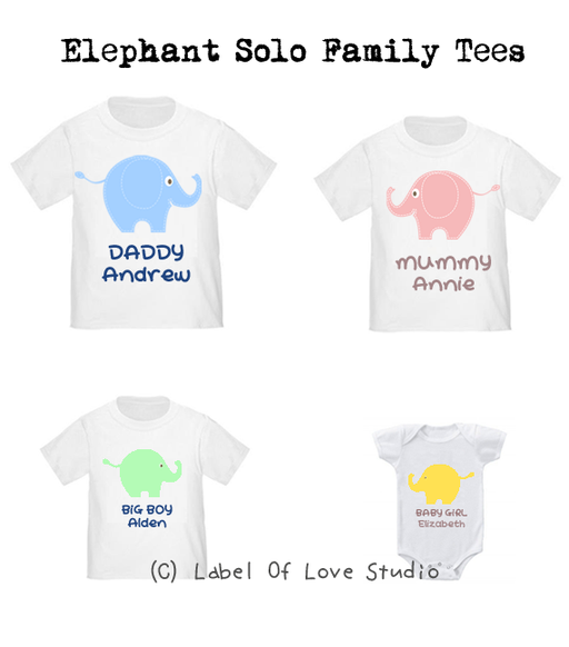 Personalized-Elephant Solo Family Tees-with name Singapore