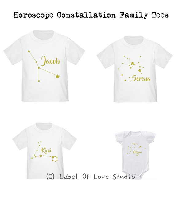 Personalized-Glittery Constellation Family Tees-with name Singapore