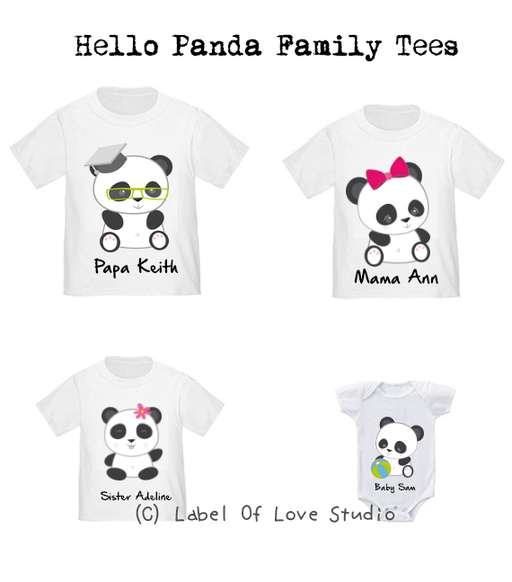 Personalized-Hello Panda Family Tees-with name Singapore