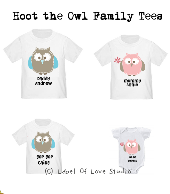 Personalized-Hoot the Owl Family Tees-with name Singapore
