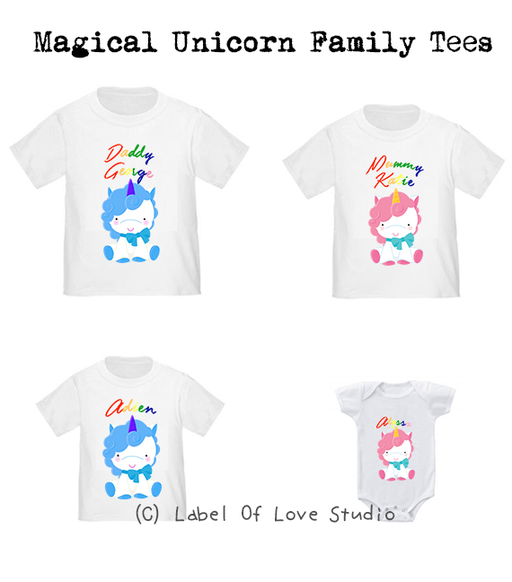 Personalized-Magical Unicorn Family Tees-with name Singapore