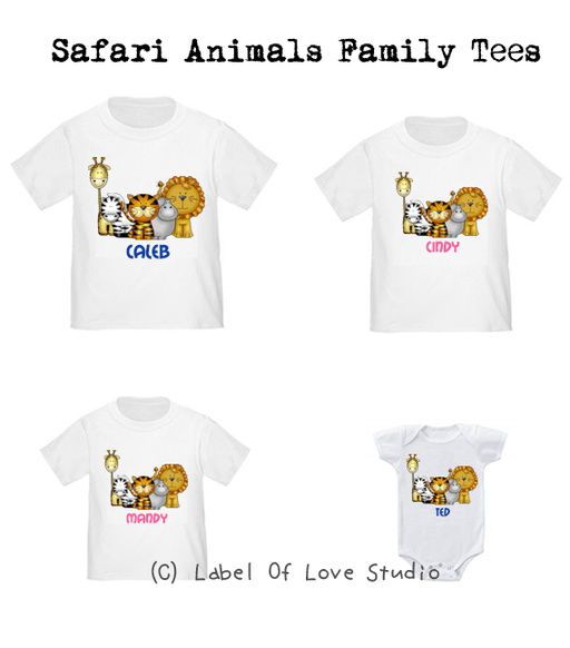 Personalized-Safari Animals Family Tees-with name Singapore